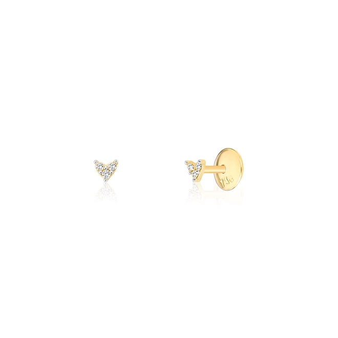 Brinco The Icons Stud mini coração ouro 18k com Diamantes rodinados 1