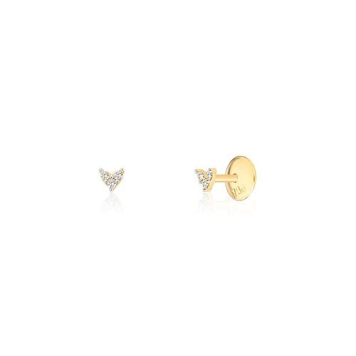 Brinco The Icons Stud mini coração ouro 18k com Diamantes rodinados