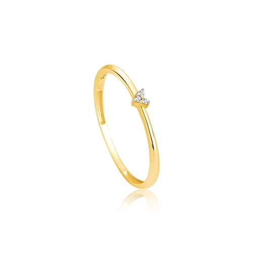 Anel The Icons mini coração ouro 18k com 1,5pts de Diamantes rodinados