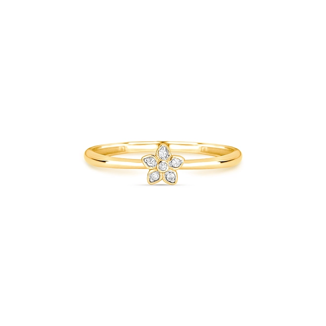 Anel The Icons ouro 18k mini flor com 3pts de Diamantes rodinados 2