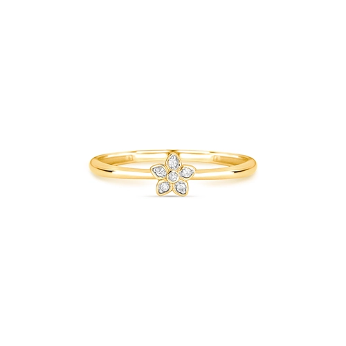 Anel The Icons ouro 18k mini flor com 3pts de Diamantes rodinados