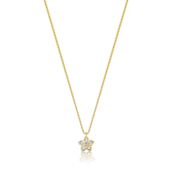 Gargantilha The Icons veneziana ouro 18k mini flor com Diamantes rodinados 1