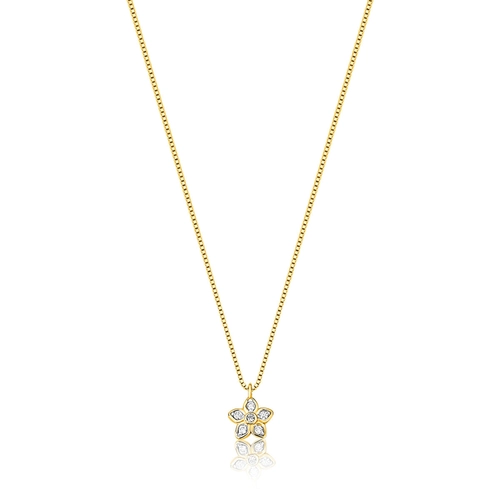 Gargantilha The Icons veneziana ouro 18k mini flor com Diamantes rodinados