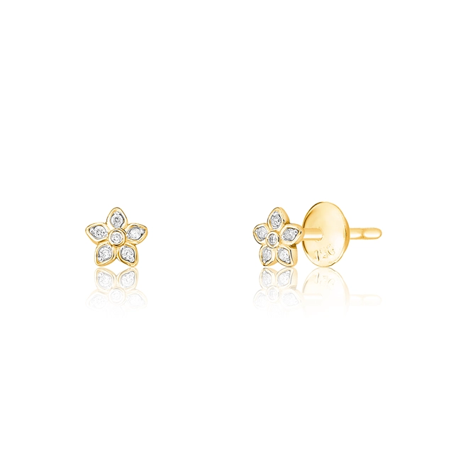 Brinco The Incos Stud ouro 18k mini flor de Diamantes rodinados 1