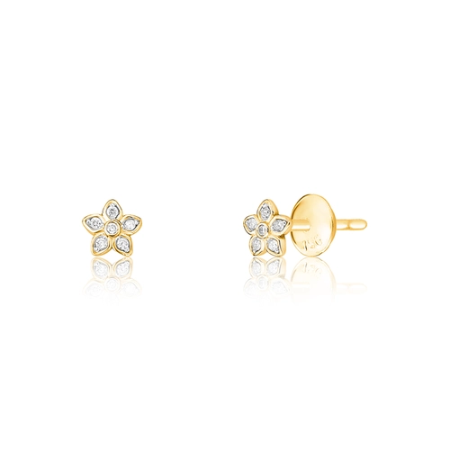 Brinco The Incos Stud ouro 18k mini flor de Diamantes rodinados