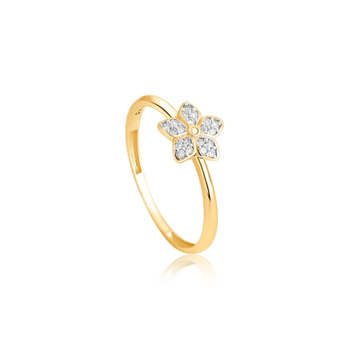 Anel The Icons ouro 18k flor com 10,5pts de Diamantes rodinados