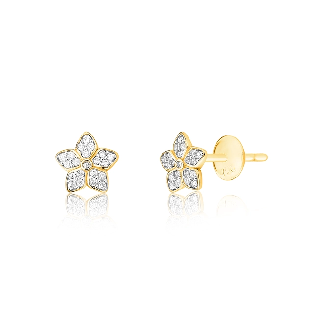 Brinco The Icons Stud ouro 18k flor com Diamantes rodinados 1
