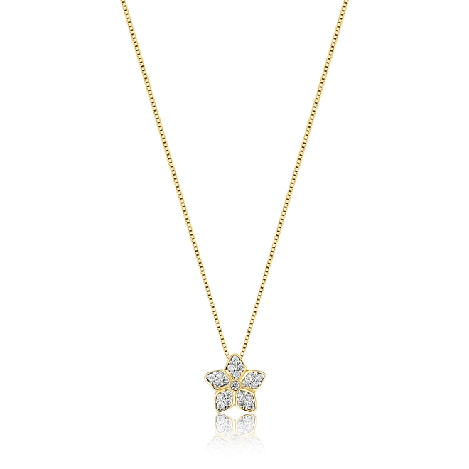 Gargantilha The Icons veneziana ouro 18k pingente flor com Diamantes rodinados 1