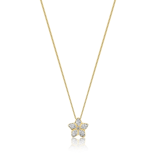 Gargantilha The Icons veneziana ouro 18k pingente flor com Diamantes rodinados