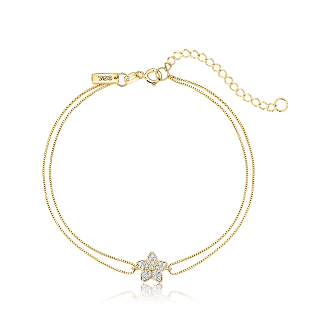Pulseira The Icons veneziana dupla ouro 18k flor com Diamantes rodinados 1