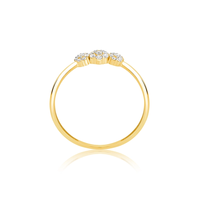 Anel The Icons ouro 18k três mini flores com Diamantes rodinados 3
