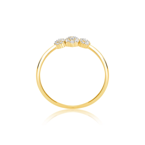 Anel The Icons ouro 18k três mini flores com Diamantes rodinados