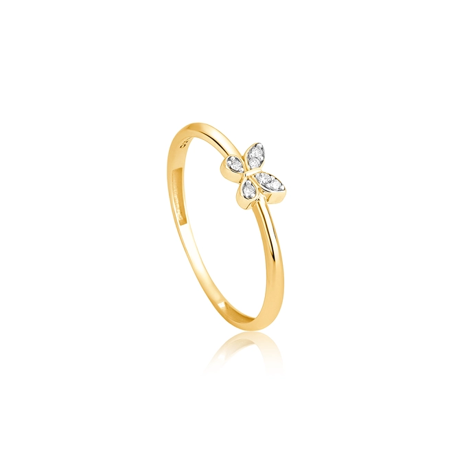 Anel The Icons ouro 18k borboleta com 3pts de Diamantes rodinados 1