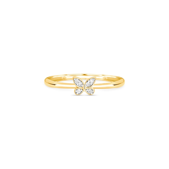 Anel The Icons ouro 18k borboleta com 3pts de Diamantes rodinados 2