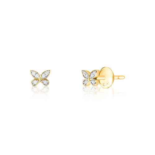 Brinco The Icons Stud ouro 18k borboleta com Diamantes rodinados