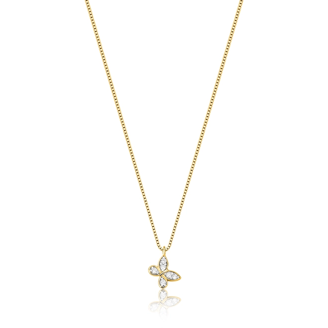 Gargantilha The Icons corrente ouro 18k com borboleta de Diamantes rodinados 1