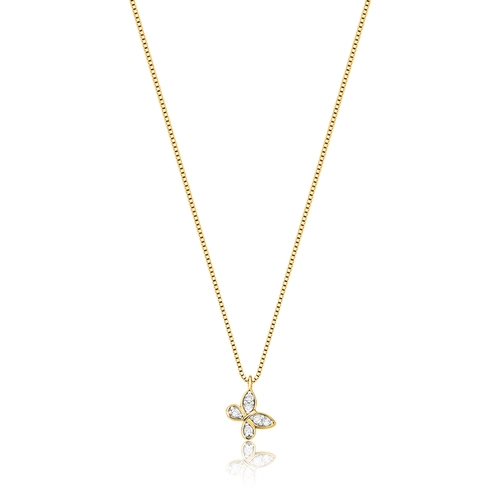 Gargantilha The Icons corrente ouro 18k com borboleta de Diamantes rodinados