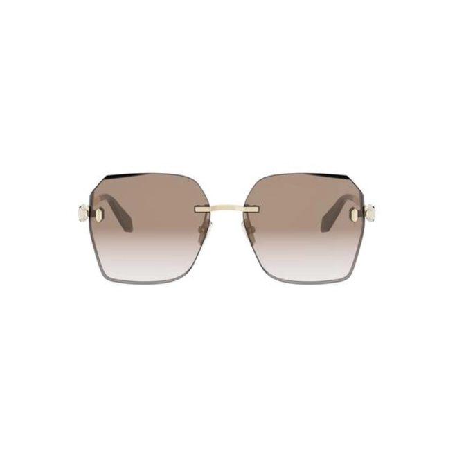 Óculos de Sol Bvlgari BV40066U_5833F Metal Dourado com lentes na cor Marrom Degradê 2