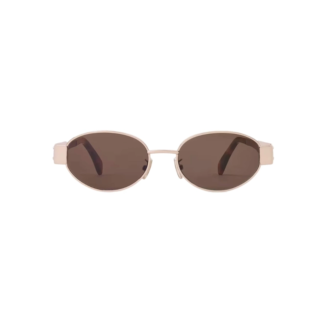 Óculos de Sol Celine Triomphe CL40235U_5428E Metal Dourado com lentes na cor Marrom 2