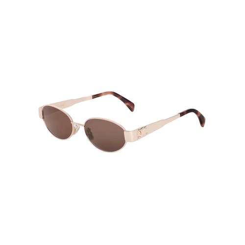 Óculos de Sol Celine Triomphe CL40235U_5428E Metal Dourado com lentes na cor Marrom