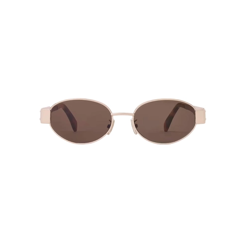 Óculos de Sol Celine Triomphe CL40235U_5428E Metal Dourado com lentes na cor Marrom