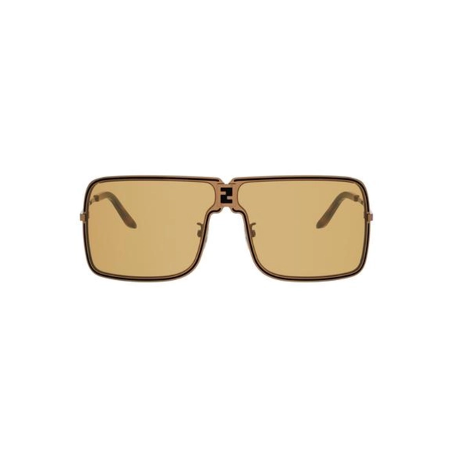 Óculos de Sol Fendi FE40195U_6745E Metal Bronze com lentes na cor Marrom 2