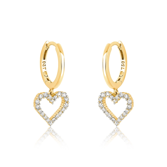 Brinco The Icons argola ouro 18k pingente coração com Diamantes 1