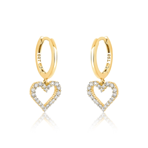 Brinco The Icons argola ouro 18k pingente coração com Diamantes