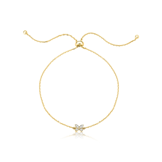 Pulseira The Icons veneziana dupla ouro 18k borboleta com Diamantes rodinados 1