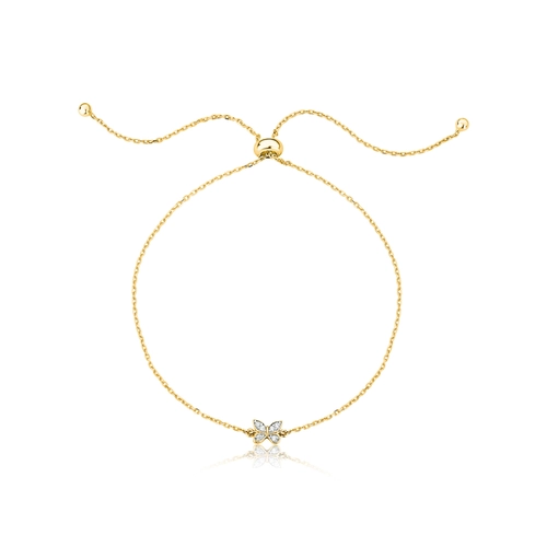 Pulseira The Icons veneziana dupla ouro 18k borboleta com Diamantes rodinados