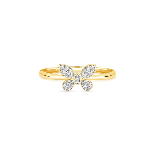 Anel The Icons ouro 18k borboleta com 11pts de Diamantes rodinados