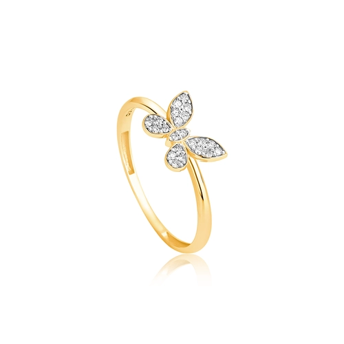 Anel The Icons ouro 18k borboleta com 11pts de Diamantes rodinados