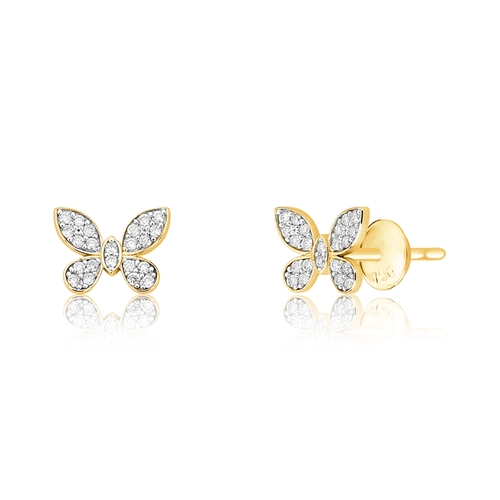 Brinco The Icons Stud ouro 18k borboleta vazada com Diamantes rodinados