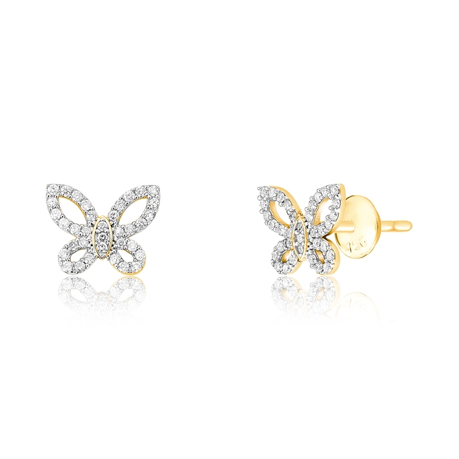 Brinco The Icons Stud ouro 18k borboleta vazada com Diamantes rodinados 1