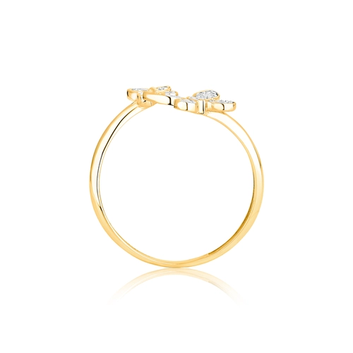 Anel The Icons aro aberto ouro 18k borboletas com 14pts de Diamantes rodinados