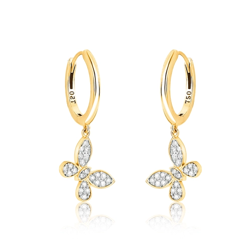 Brinco The Icons argola click ouro 18k pingente borboleta com Diamantes rodinados