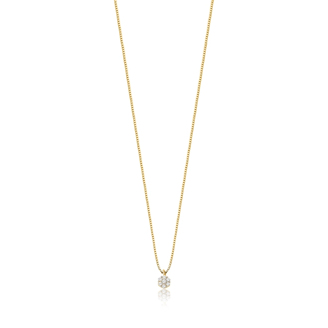 Gargantilha The Icons veneziana ouro18k mini flor de Diamantes rodinados 1