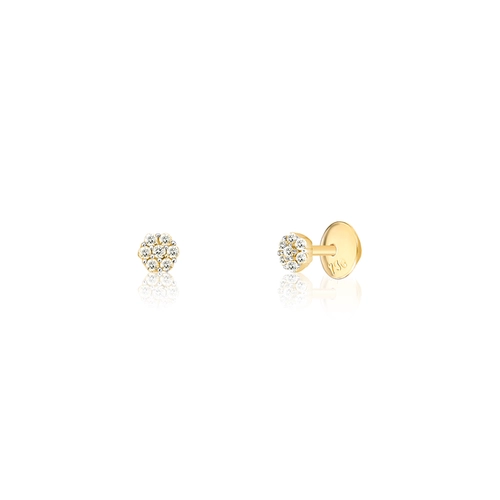Brinco The Icons Stud mini flor ouro 18k com Diamantes rodinados