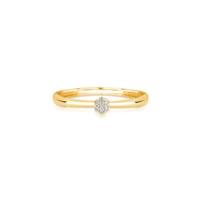 Anel The Icons mini flor ouro 18k com 3,5pts de Diamantes rodinados 2