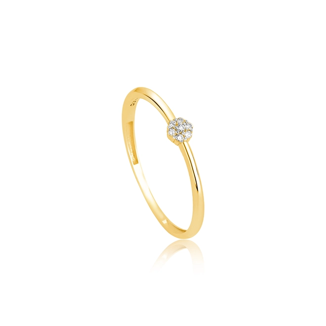 Anel The Icons mini flor ouro 18k com 3,5pts de Diamantes rodinados 1