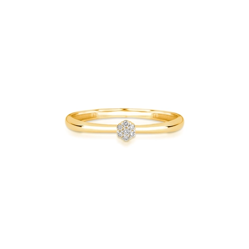 Anel The Icons mini flor ouro 18k com 3,5pts de Diamantes rodinados