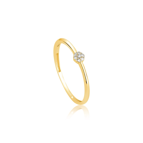 Anel The Icons mini flor ouro 18k com 3,5pts de Diamantes rodinados