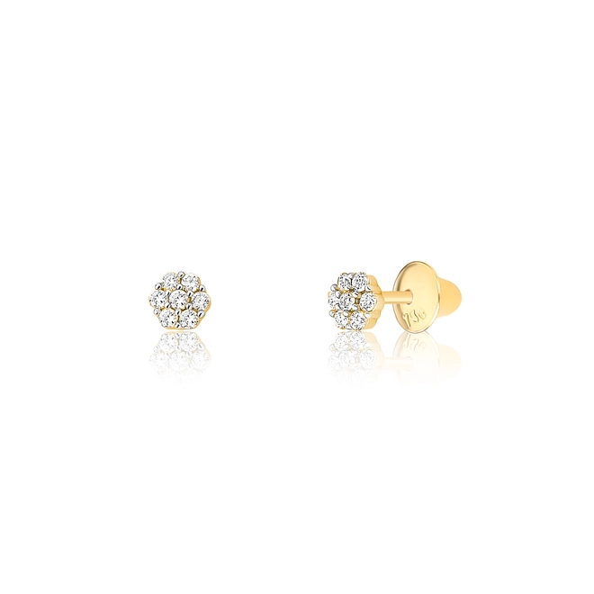Brinco The Icons Stud redondo ouro 18k com Diamantes rodinados 1