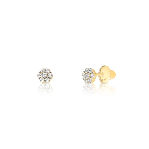 Brinco The Icons Stud redondo ouro 18k com Diamantes rodinados