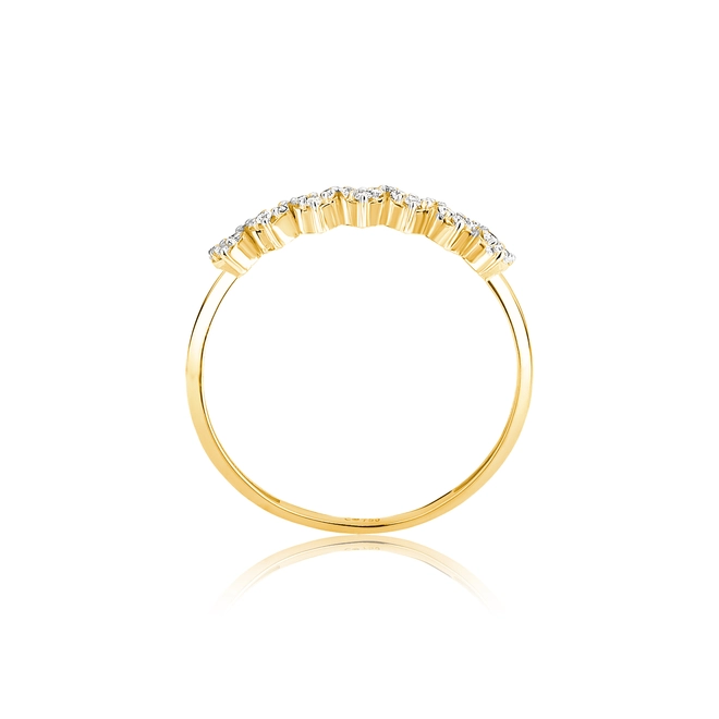 Anel The Icons meia aliança ouro 18k mini corações com Diamantes rodinados 3