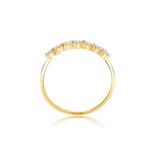 Anel The Icons meia aliança ouro 18k mini corações com Diamantes rodinados
