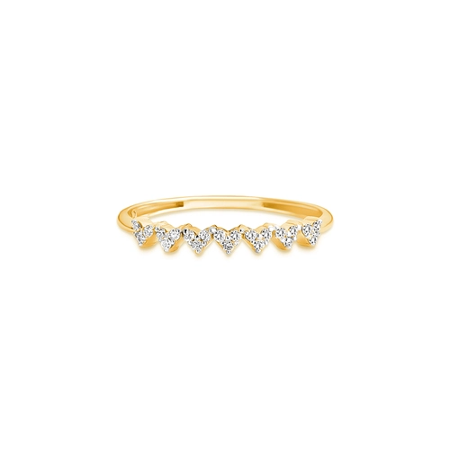 Anel The Icons meia aliança ouro 18k mini corações com Diamantes rodinados