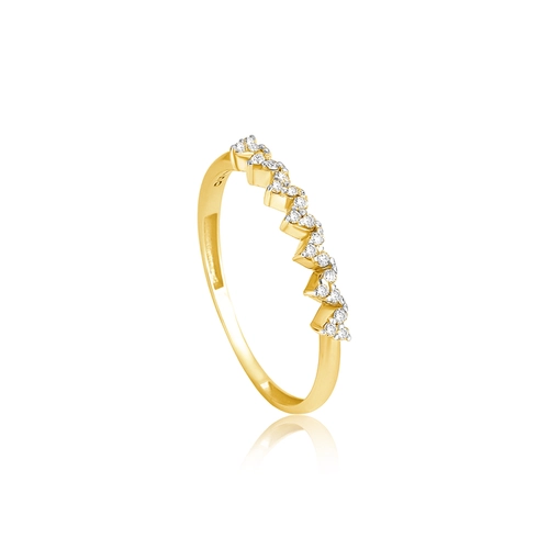 Anel The Icons meia aliança ouro 18k mini corações com Diamantes rodinados