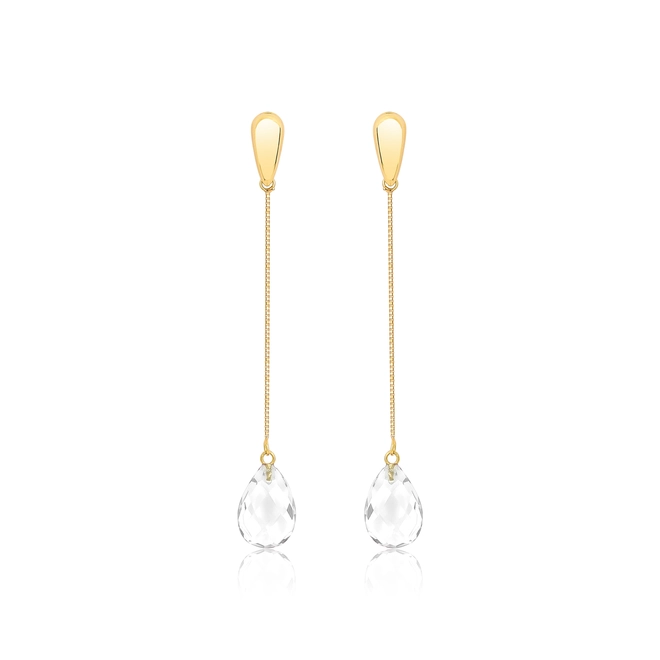 Brinco pingente ouro 18k gota briolet de Prasiolita 1