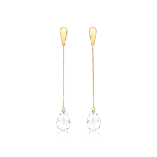 Brinco pingente ouro 18k gota briolet de Prasiolita